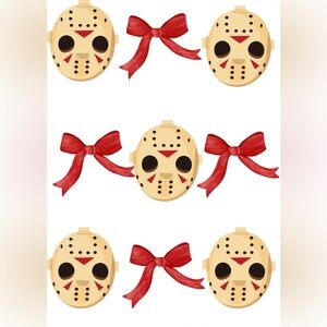 Hockey Mask and Red Bow Pattern digital image